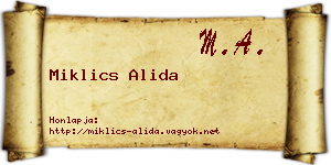 Miklics Alida névjegykártya